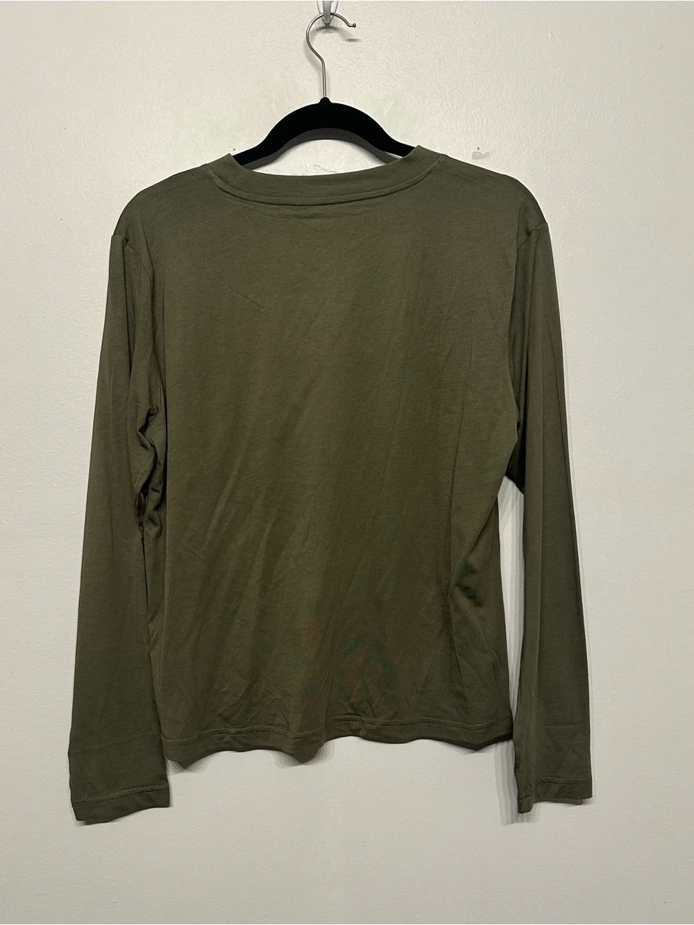 Quince Cotton Modal Relaxed Long Sleeve Tee Dark Olive Medium - Picture 4 of 8